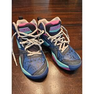 Moolah Press Break True Blue Aqua Rose Violet Basketball Shoes 5 Youth